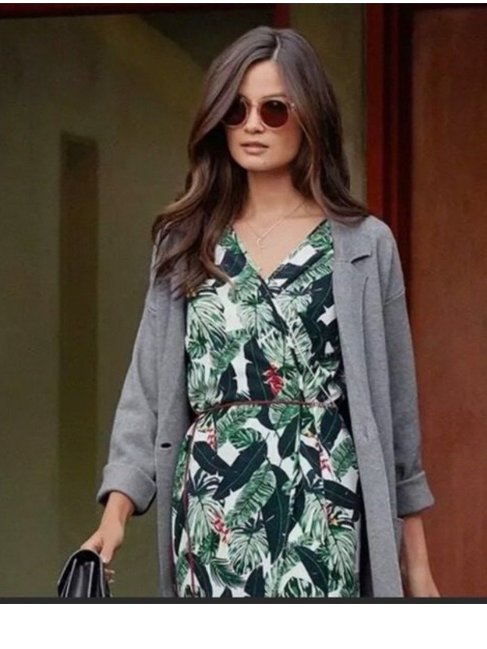 RACHEL ZOE • Palm Print Duster Kaftan Jacket in a Beautiful Tropical Palm Print - Picture 8 of 16